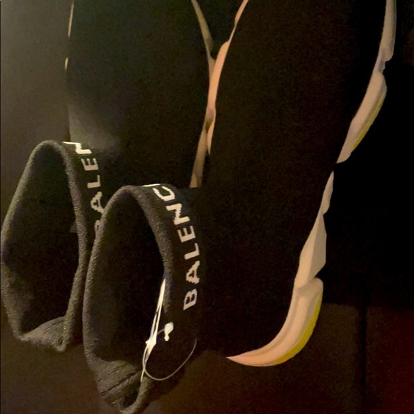 Balenciaga Speed Trainer Black White Volt - Picture 1 of 4